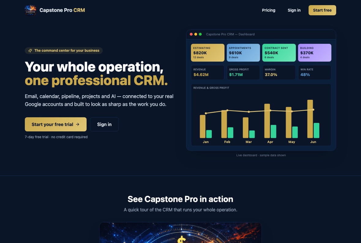 Capstone Pro CRM shown in use